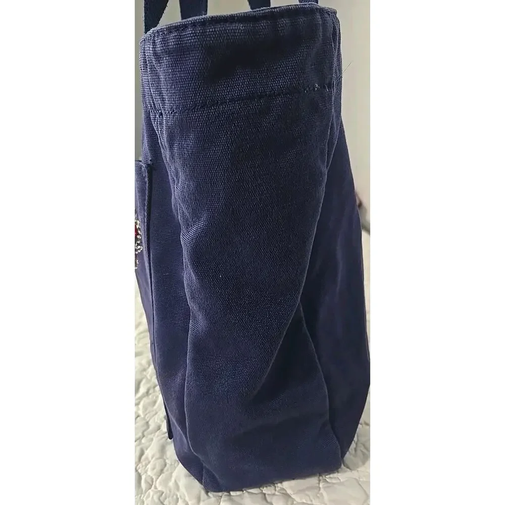American Eagle Outfitters Navy Canvas Tote Bag Jeweled Eagle Studded Y2K